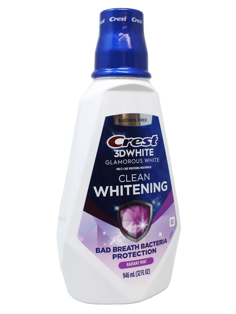 Crest - 3D White Glamorous White - Multi- Soins Blanchissant - Parfums Menthe Fraiche, Bain De Bouche 946 Ml ( lot de 2 )