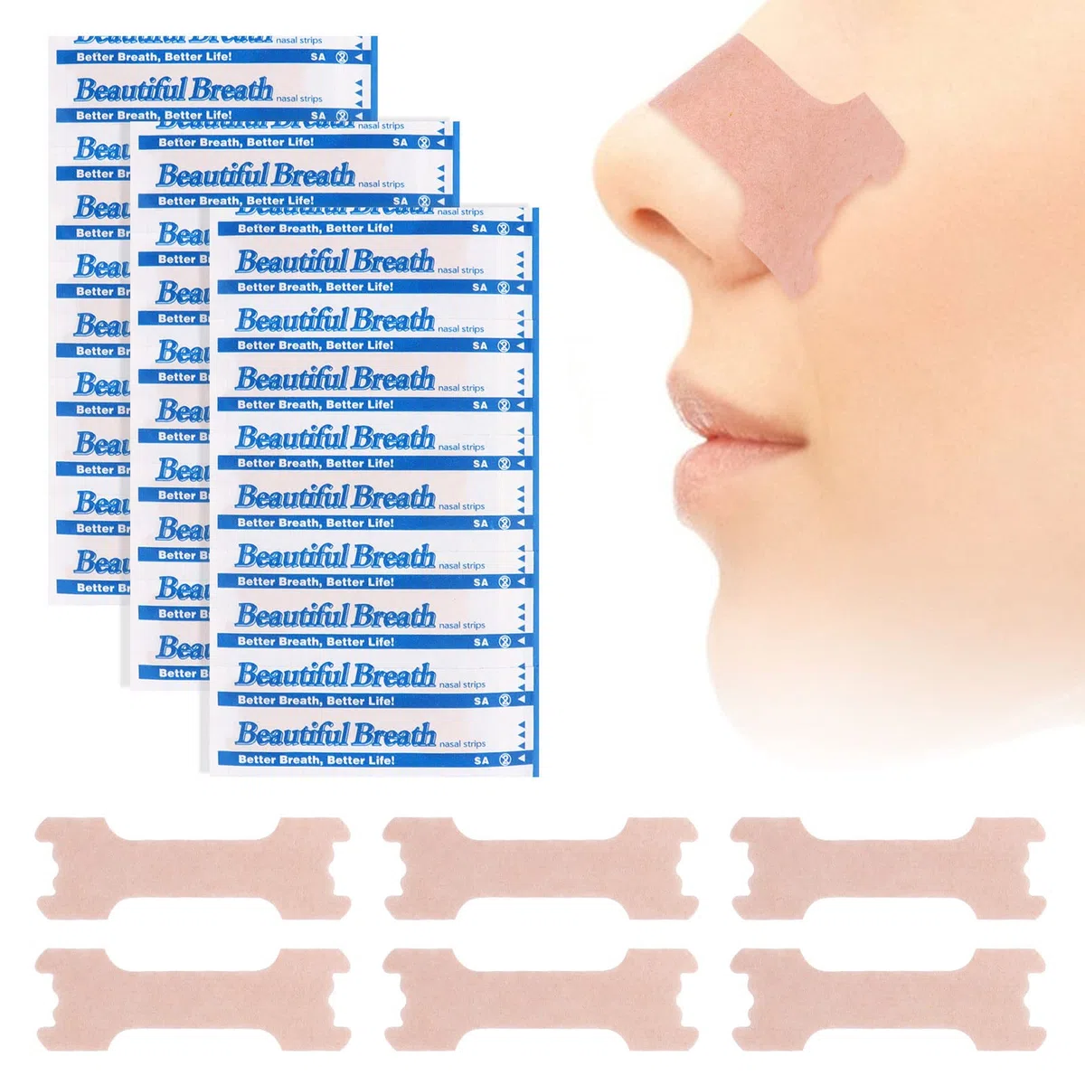 MXTIMWAN 120 Pièces Bandelettes Nasales, Bandelettes Nasales Anti Ronflement, Patch Anti Ronflement pour une Meilleure Respiration, Écarteur Nasal, Sport (66 x 19 mm)