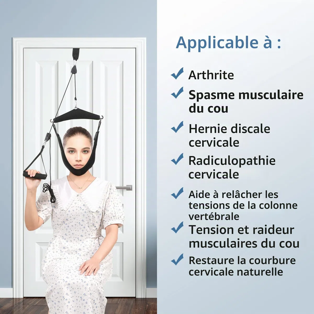 Fanwer Appareil de Traction Cervicale à Double Cliquet pour la Thérapie Physique, Le Soulagement de la Douleur Cervicale, la Hernie Discale Vertébrale