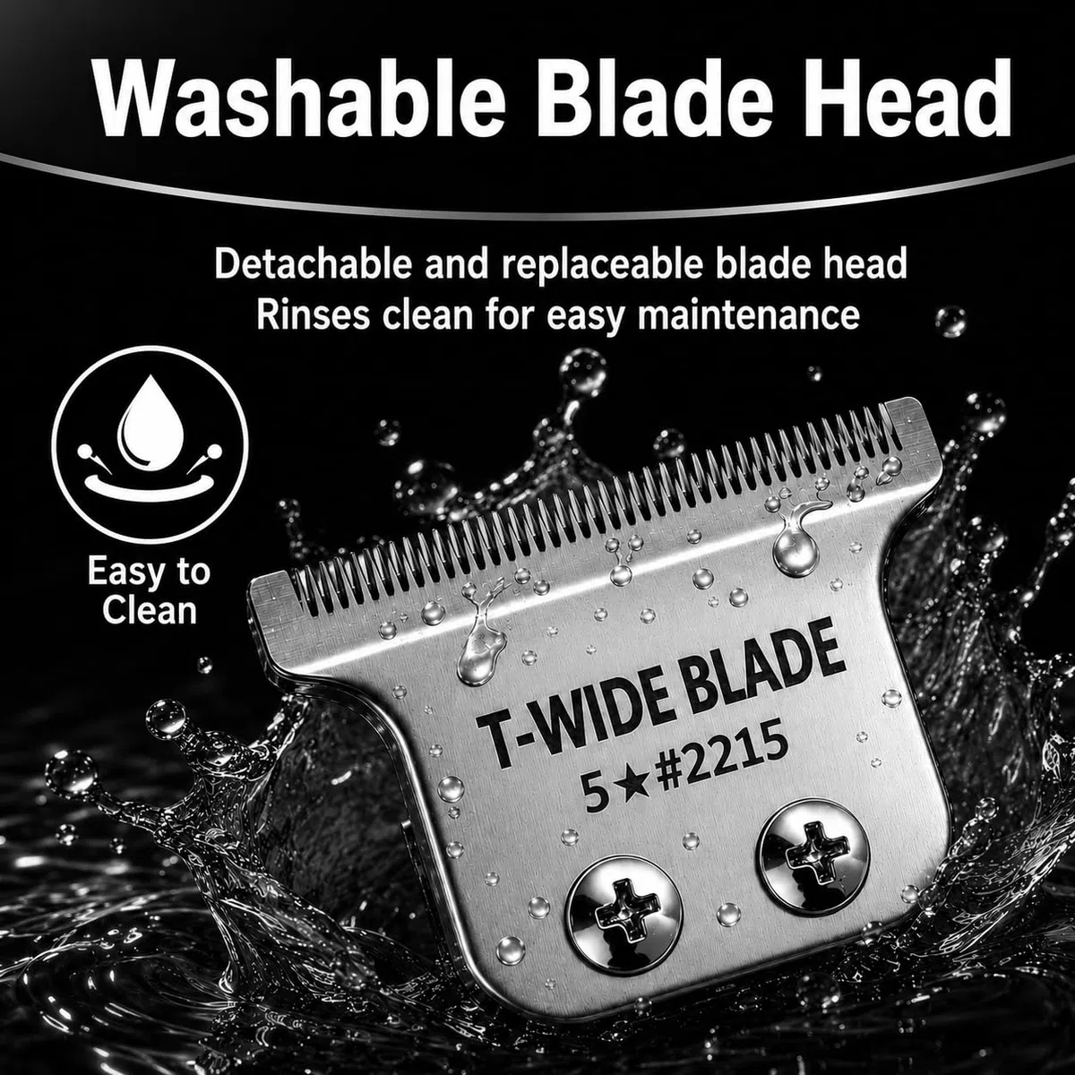 Lame T-Wide de remplacement compatible avec les tondeuses Wahl 5-Star Detailer – 0,4 mm, Zero-Gap (Argent - lot de 2)