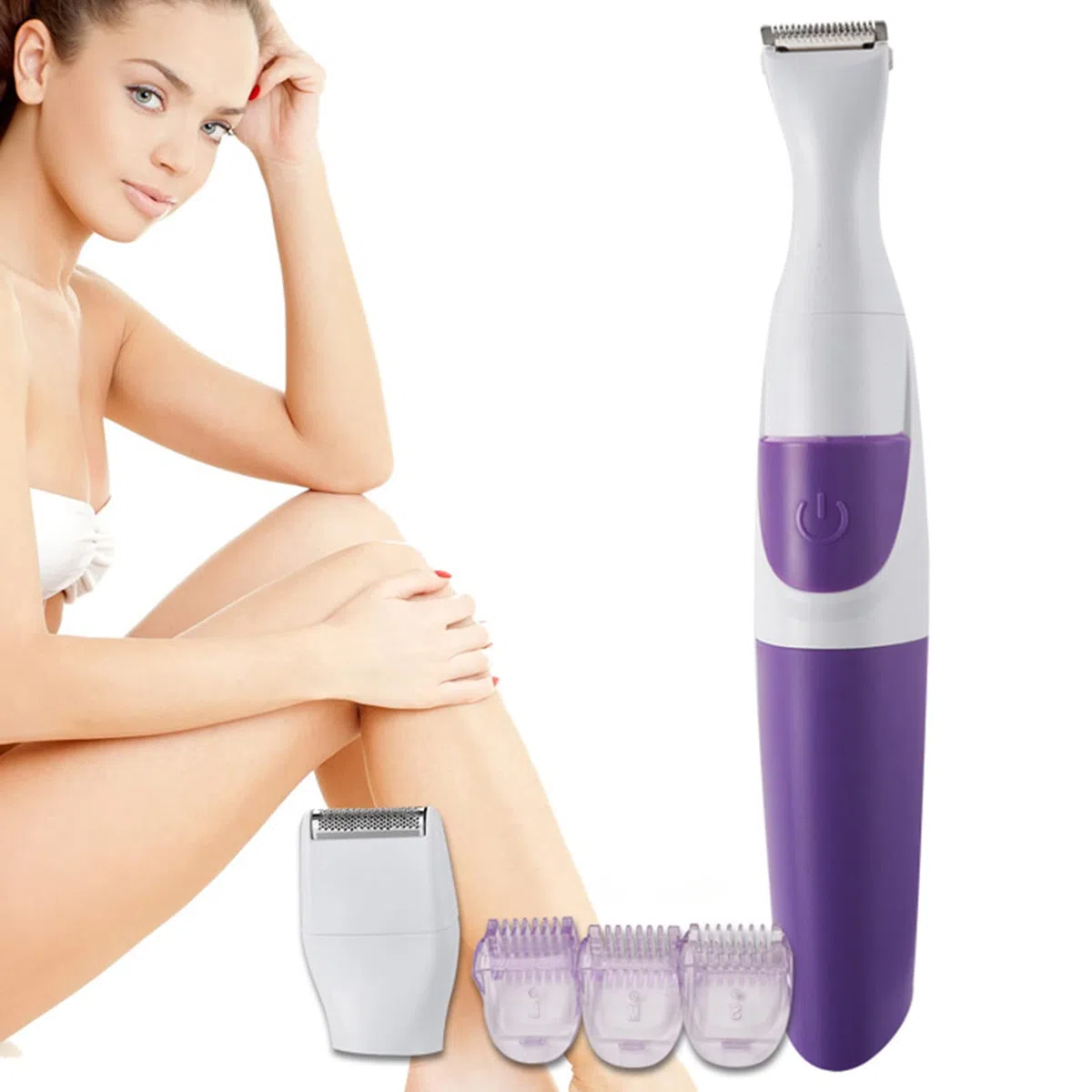 Tondeuse à Cheveux 2 en 1 étanche pour Femmes, Tondeuse électronique Lavable pour Ligne de Bikini, Utilisation Humide et Sèche, Violet