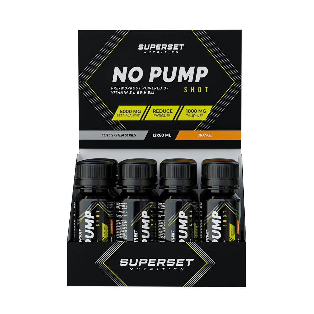 Superset Nutrition | No Pump Shot (12x60ml) | PreWorkout | Formule spéciale pour entraînements intenses ! - Orange