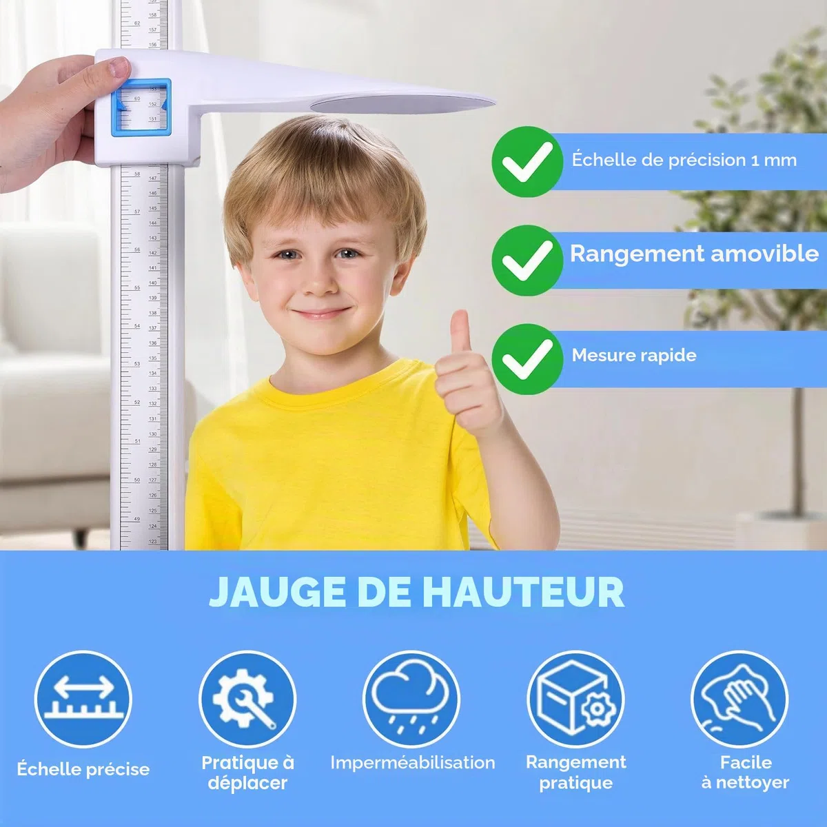 Jauge de hauteur Stadiomètre portable,altimètre pour examen médical,Double affichage avec plage de mesure de 20 à 210cm Convient aux cabinets médicaux,à la maison et aux salles Sport