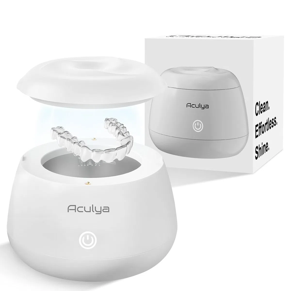 Nettoyeur Ultrasons, 48 kHz Dispositif de nettoyage par ultrasons pour bagues, aligneurs dentaires, appareils de contention, gouttières nocturnes et gouttières de blanchiment, 200ml