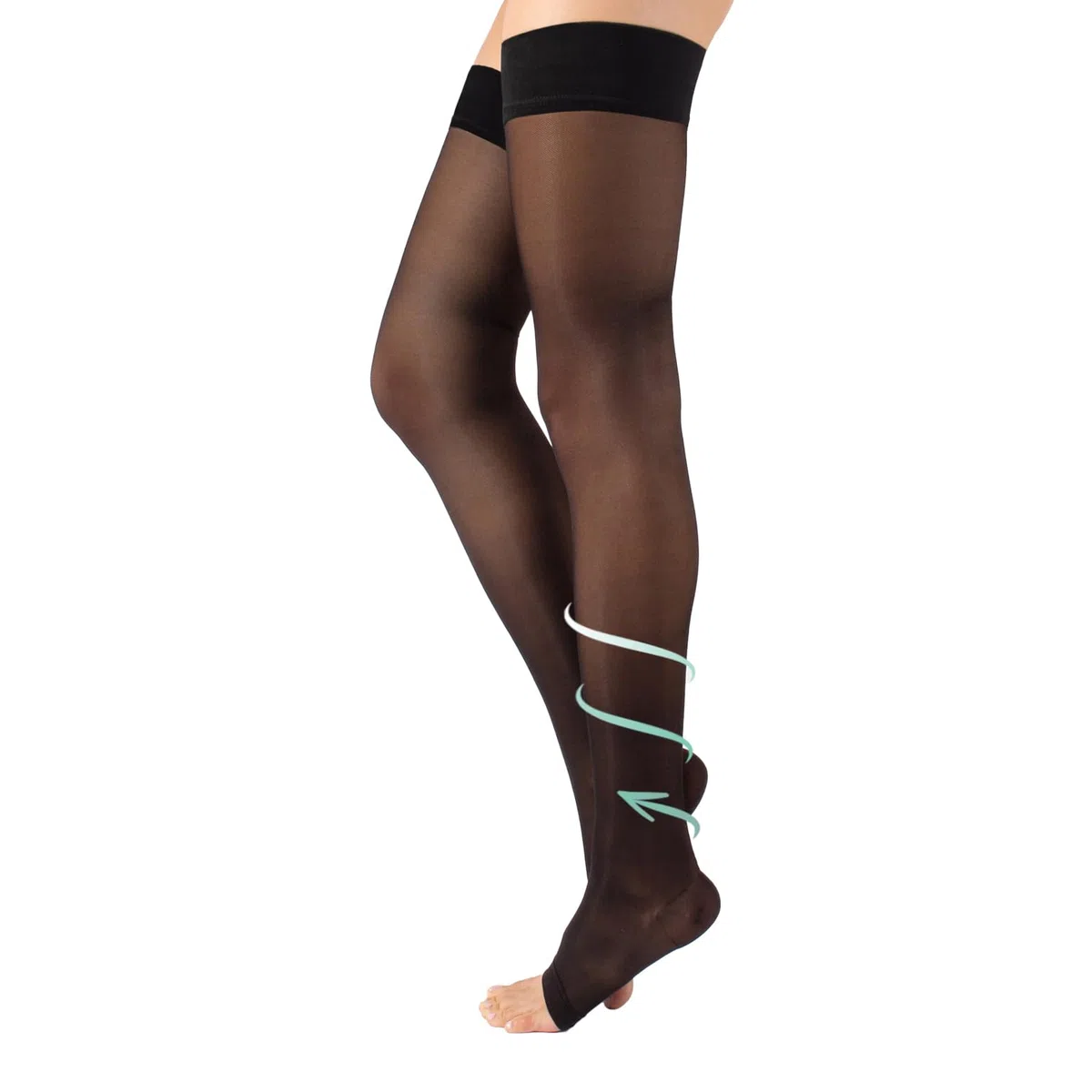 CALZITALY Bas Autofixant de Soutien Médicaux Pointe Ouverte à Compression Graduée Forte 18-22 mm/Hg | Noir, Naturel | S, M, L, XL | 140 DEN | Made in Italy (S, Noir)