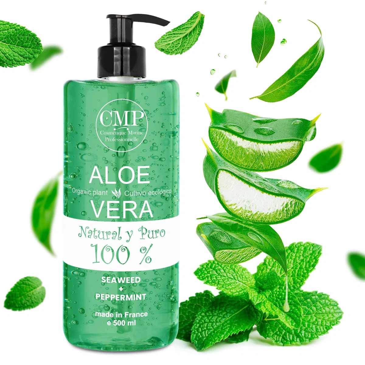 Gel Aloe Vera Jambes, Circulation, Varices, Vergetures, Jambes Légères, Retention d'Eau, Jambes Gonflées, Crème de Massage, Effet Rafraîchissant, Articulations 500 ml