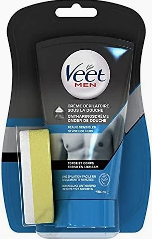 VEET MEN Crème Dépilatoire Homme Sous la Douche - Peaux Sensibles – 150ml - Lot de 5