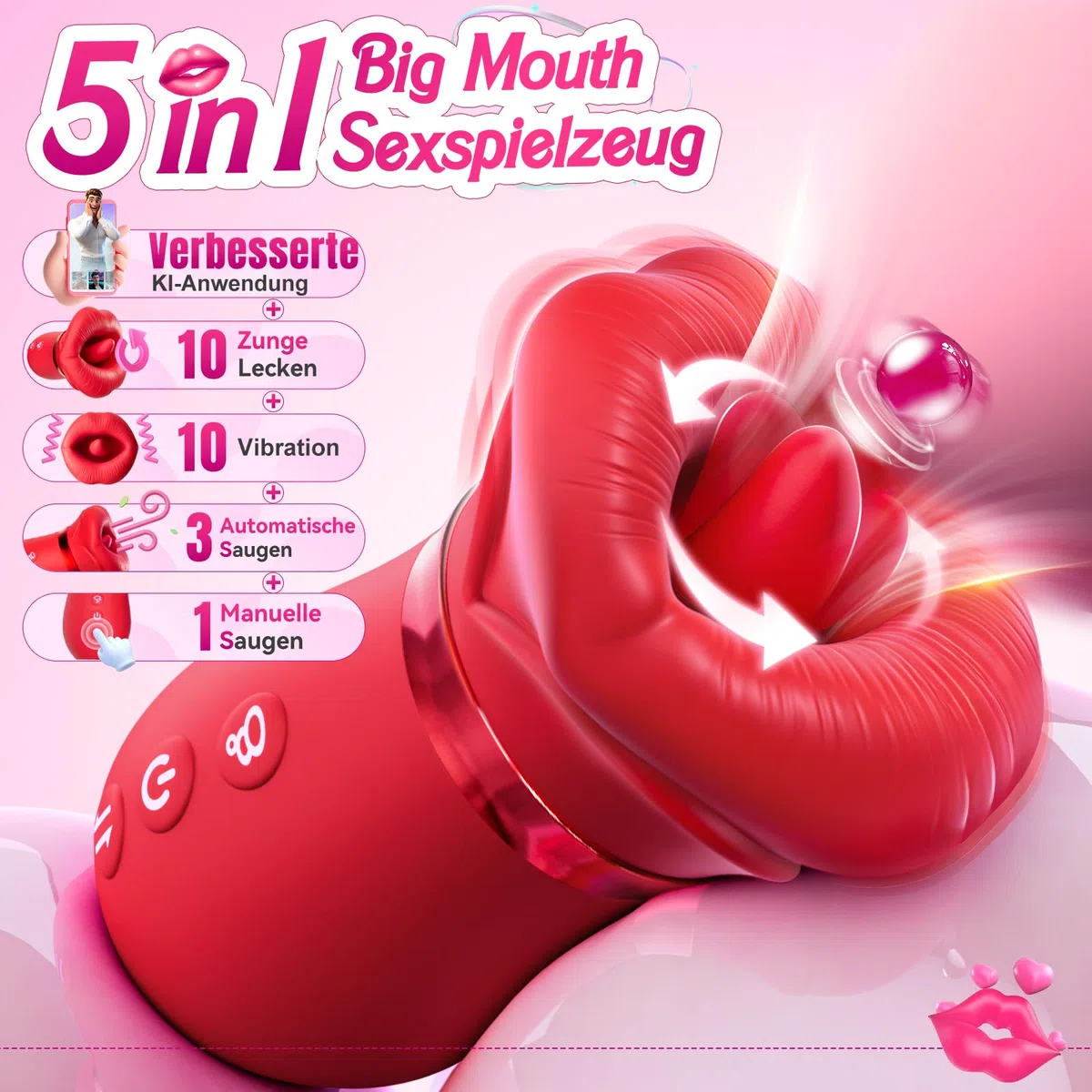 Vibromasseur Sex Toýs Femme, 5EN1 Sex Toys Vibromasseurs Feminin à Distance, 10 Vibrations Sextoyse Femme Clitoridienne, 3 Auto 1 Manuel Aspirations Sextoy Vibro Clitoridiennes Sextoys Pompes à seins